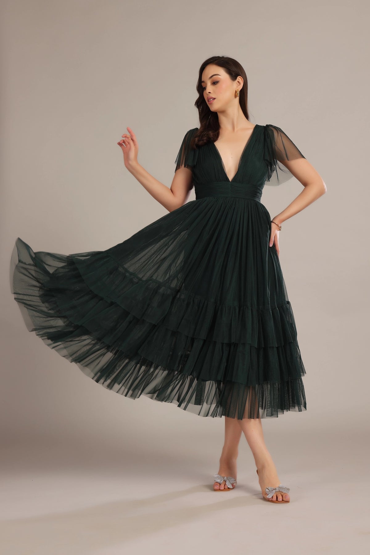 Lace & Beads Madison Forest Green Tulle Midi Dress Love My Apparel Lace & Beads Madison Forest Green Tulle Midi Dress Love My Apparel