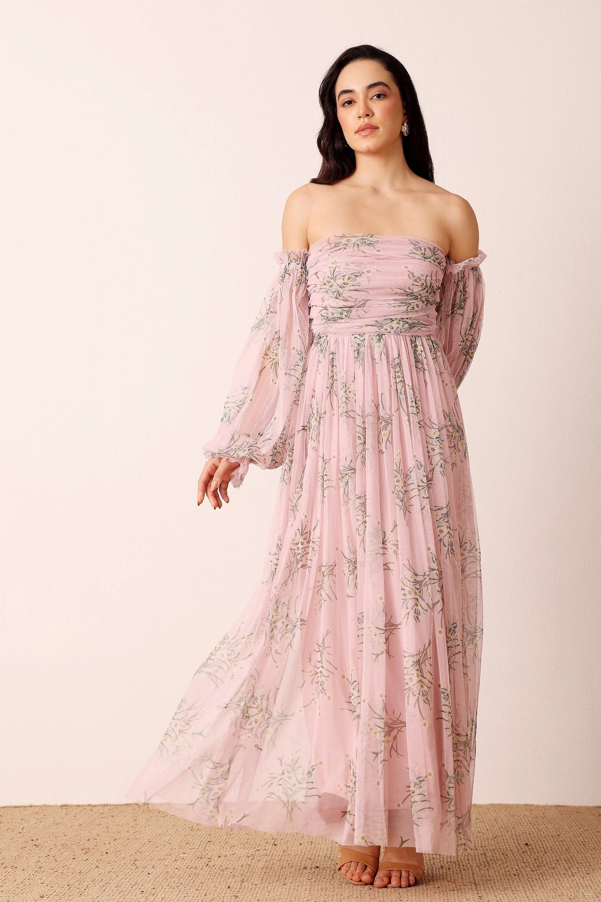 Lace & Beads Lana Light Pink Tulle Maxi Dress