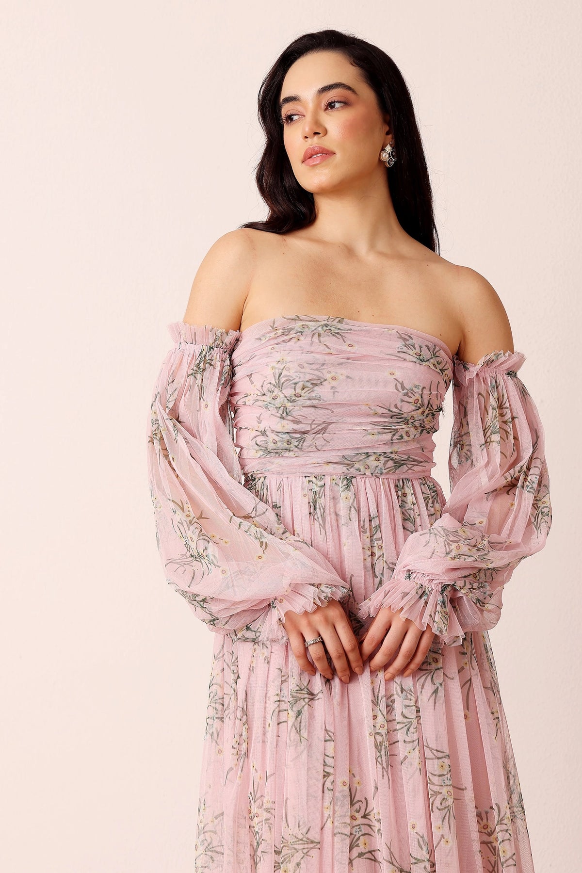 Lace & Beads Lana Light Pink Tulle Maxi Dress