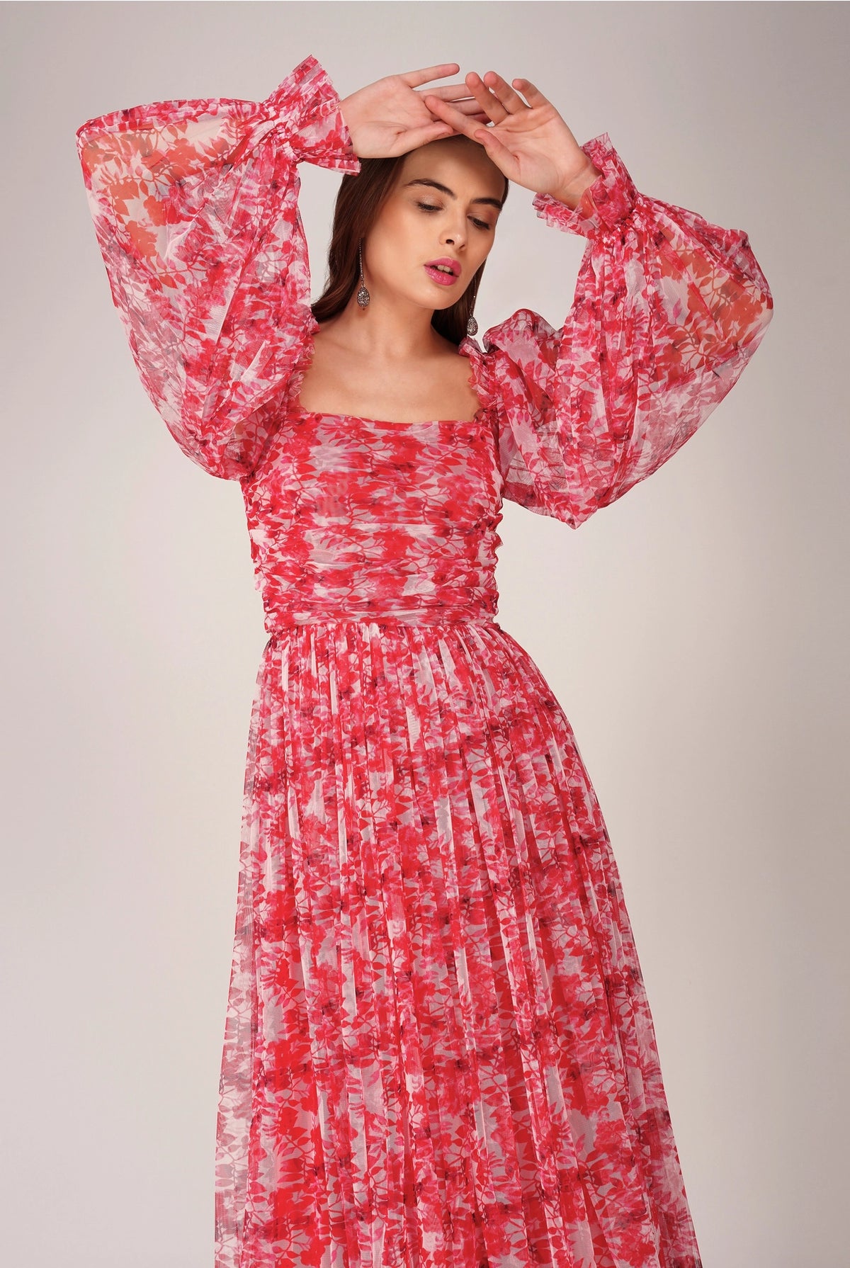 lace and beads red tulle dress LACE&BEADS SHILOH RED MAXI DRESS