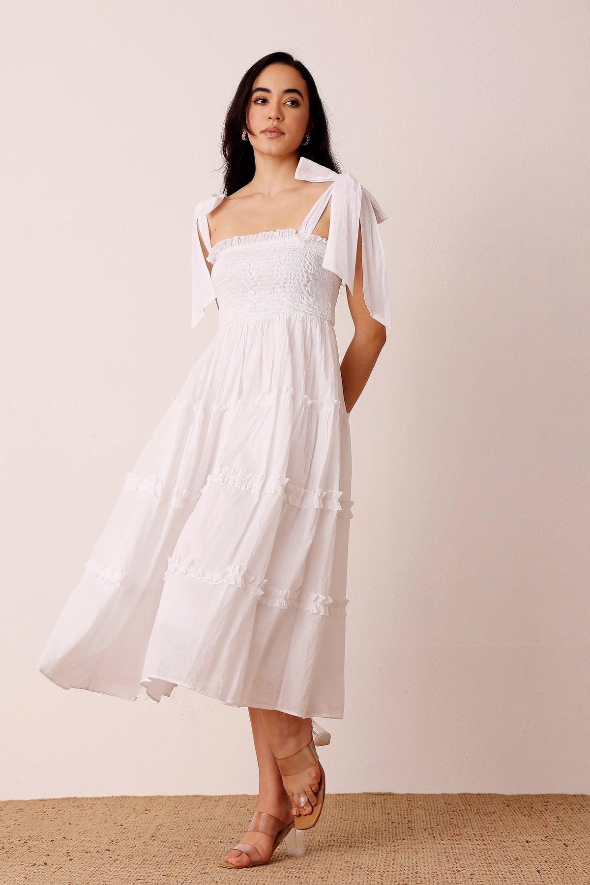 Lace & Beads Louise Cotton White Sun Dress