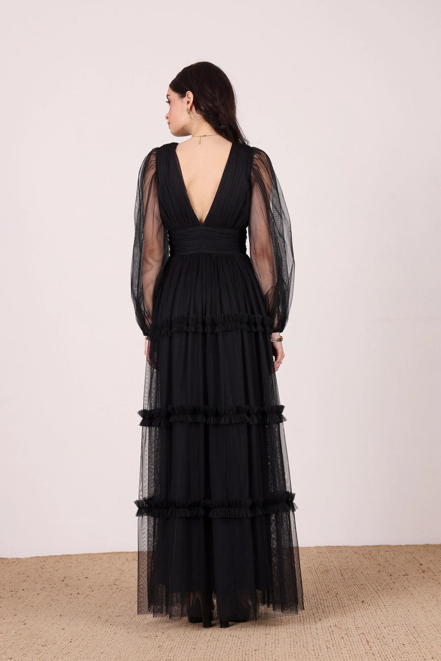 Lace & Beads Lydia Maxi Black Dress