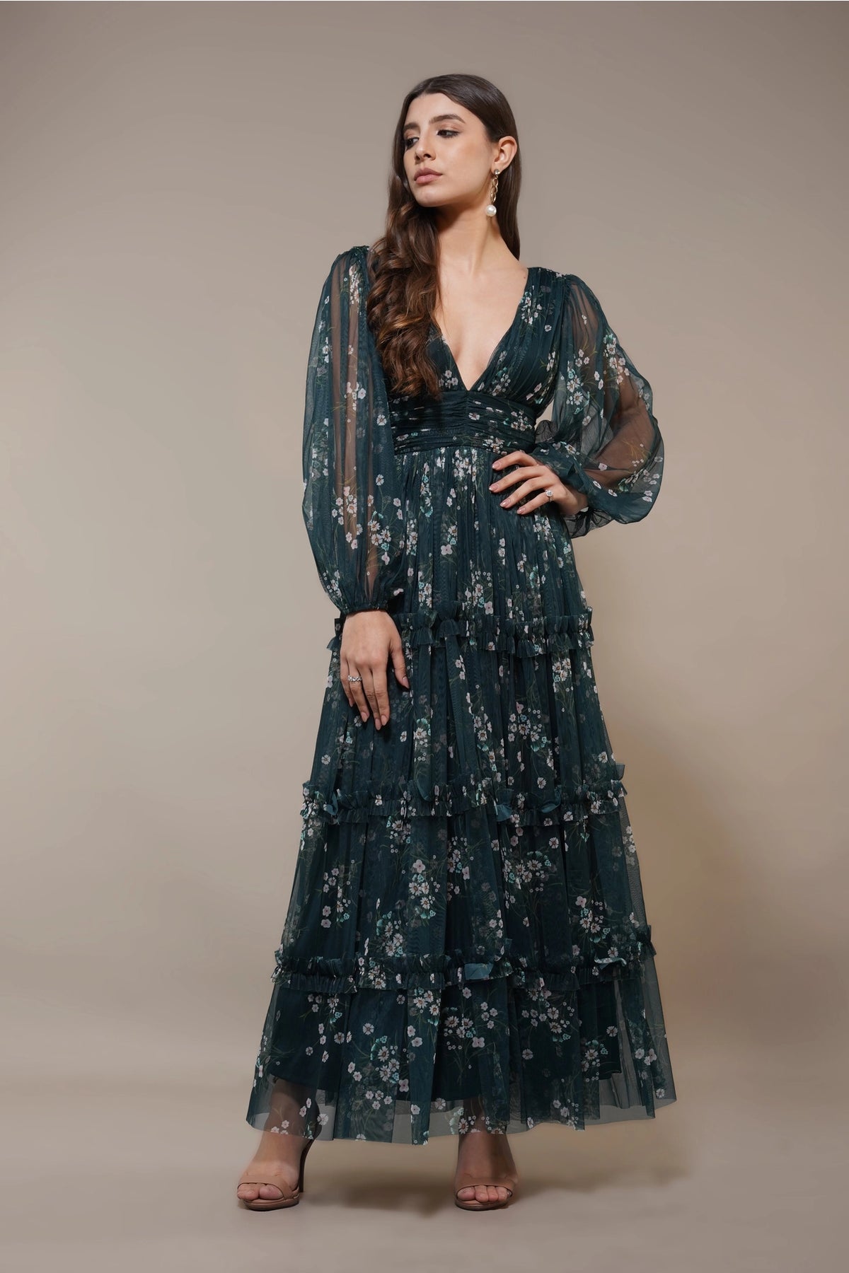 Lace & Beads Lydia Emerald Green Floral Tulle Maxi Dress Love My Apparel Lace & Beads Lydia Emerald Green Floral Tulle Maxi Dress Love My Apparel