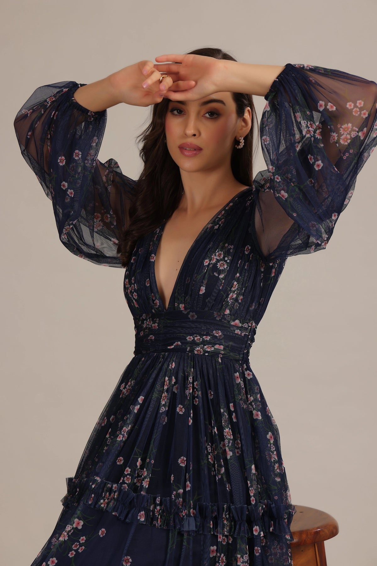 Lace & Beads Lydia Maxi Navy Blue Floral Dress – Love My Apparel