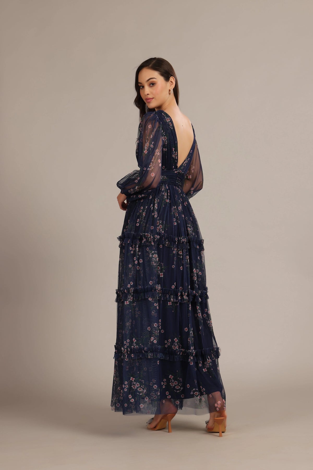 Lace & Beads Lydia Maxi Navy Blue Floral Dress – Love My Apparel