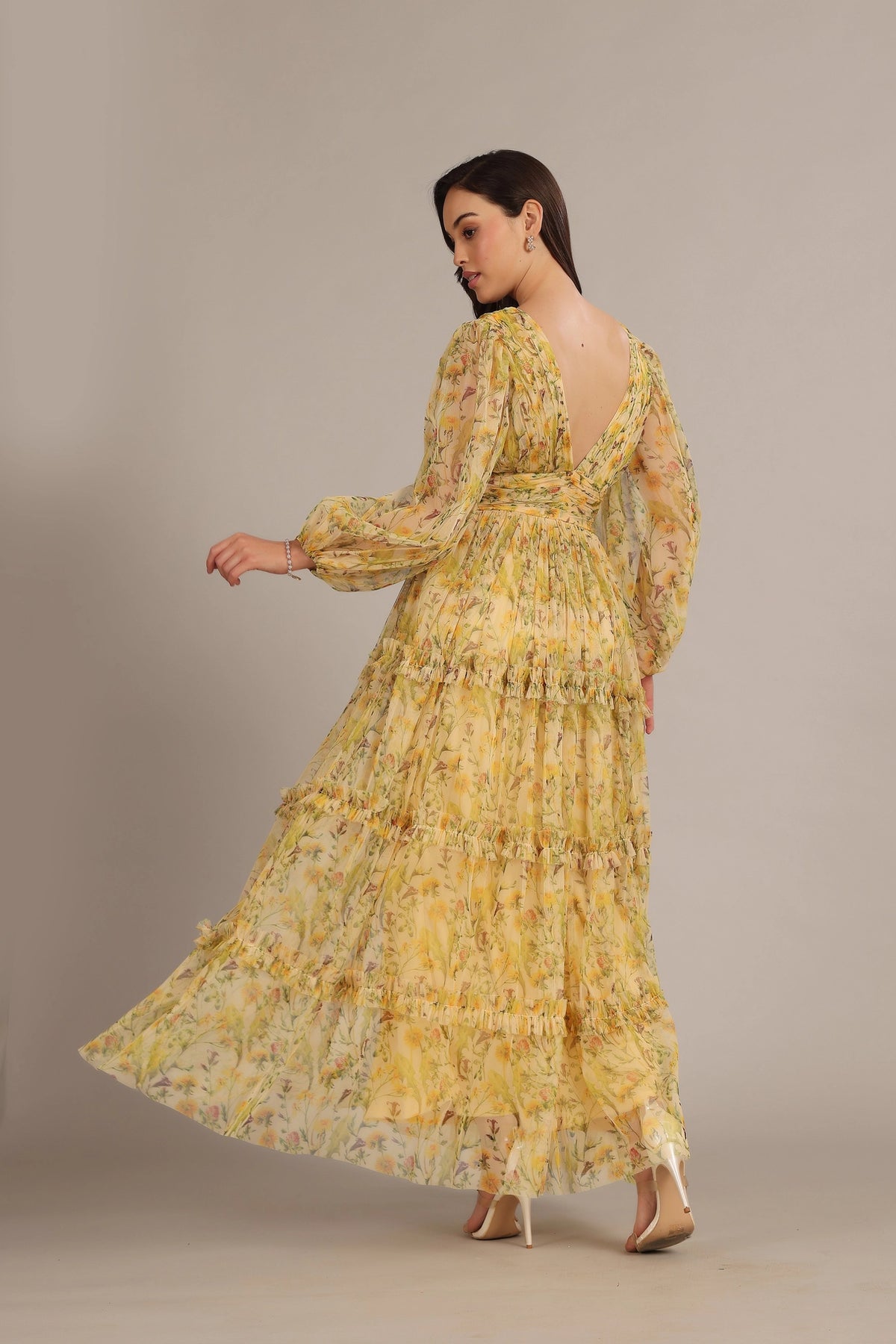 lace and beads yellow dress Lace & Beads Malin Yellow Floral Maxi Dress Love My Apparel