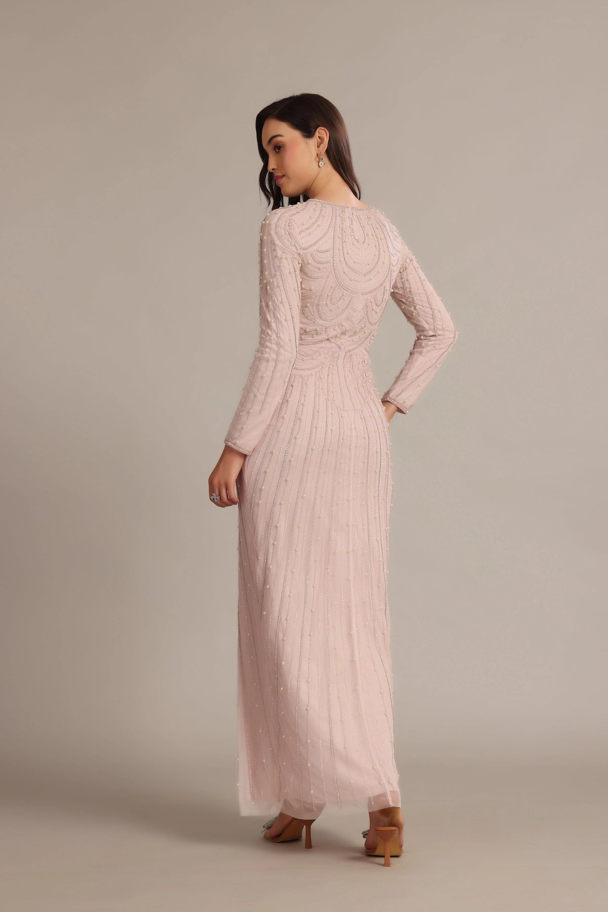 Lace & Beads Mabel Embellished Pearl Powder Pink Maxi Dress Love My Apparel Lace & Beads Mabel Embellished Pearl Powder Pink Maxi Dress Love My Apparel