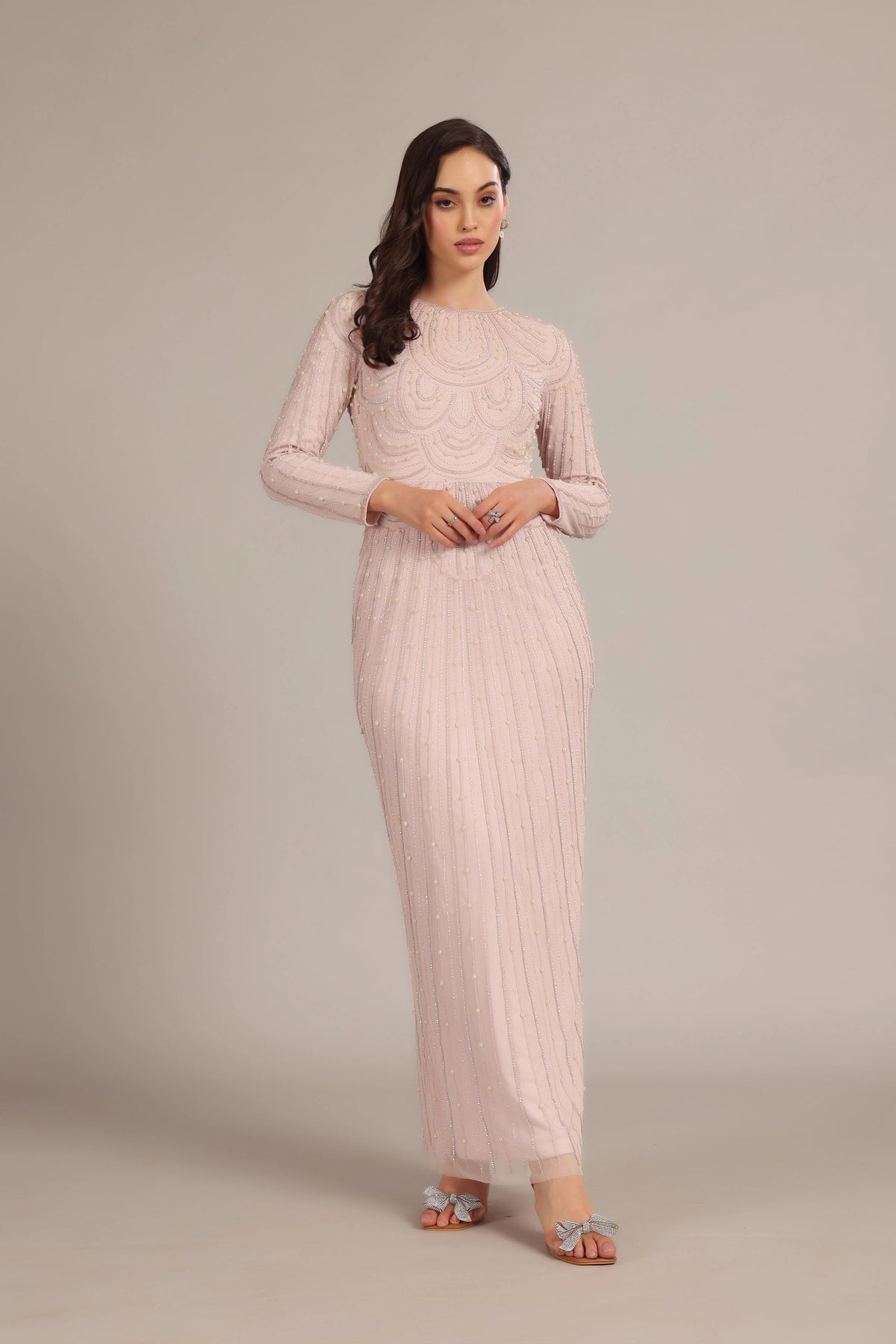 Lace & Beads Mabel Embellished Pearl Powder Pink Maxi Dress Love My Apparel Lace & Beads Mabel Embellished Pearl Powder Pink Maxi Dress Love My Apparel