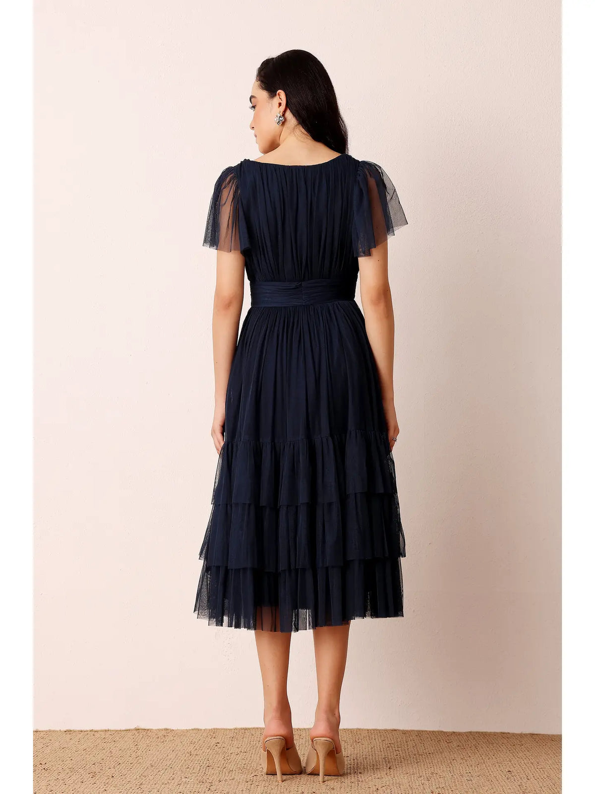 Lace & Beads Madison Navy Blue Tulle Midi Dress – Love My Apparel