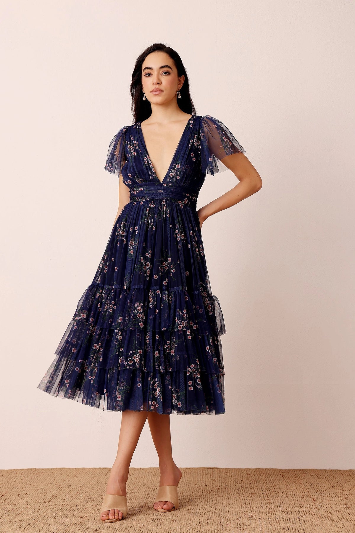Lace & Beads Madison Navy Blue Floral Tulle Midi Dress Love My Apparel Lace & Beads Madison Navy Blue Floral Tulle Midi Dress Love My Apparel