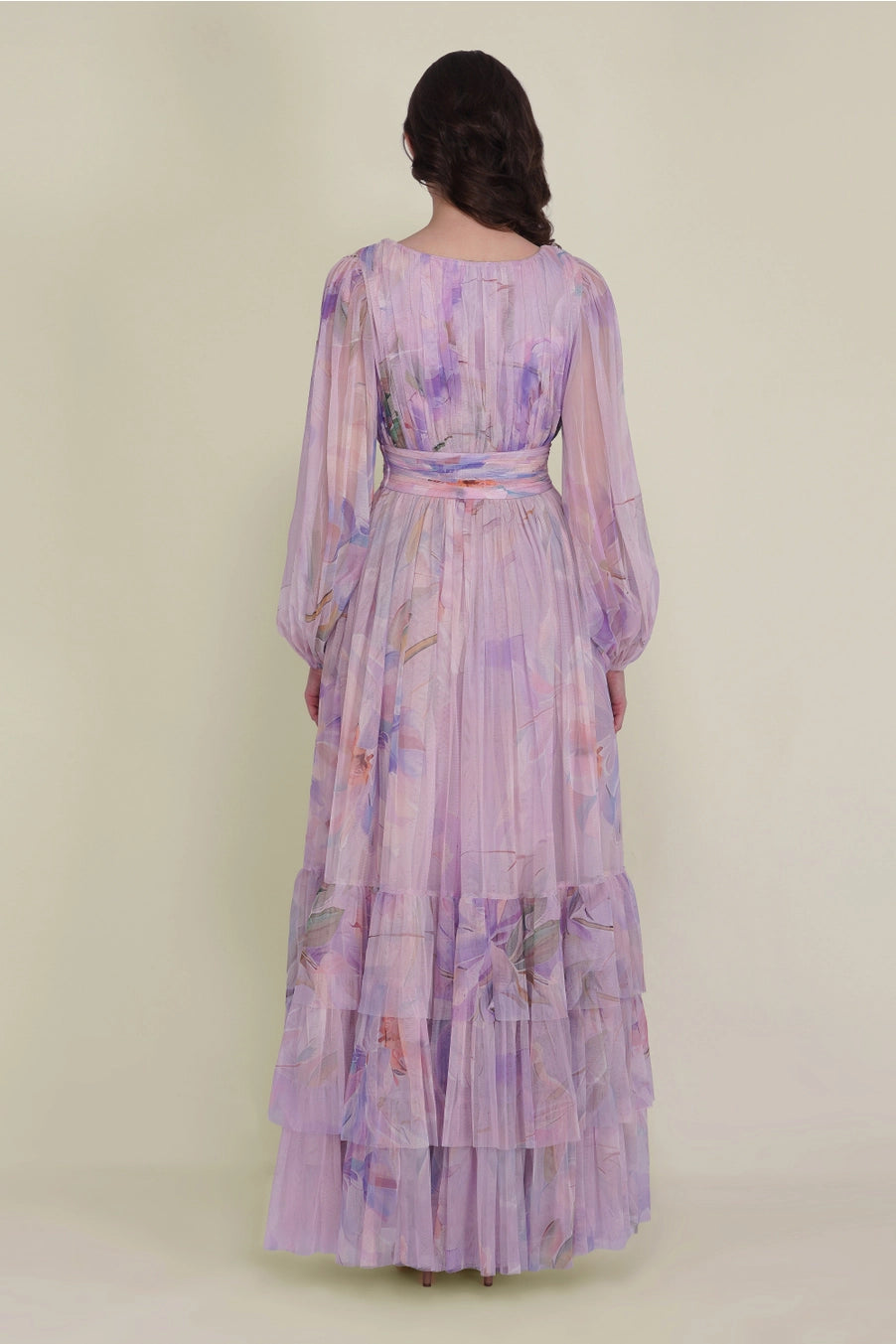 Lace & Beads Madison Wisteria Lilac Floral Print Maxi Dress