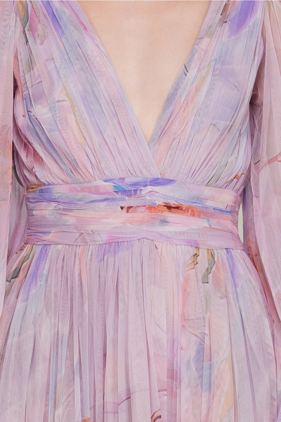 Lace & Beads Madison Wisteria Lilac Floral Print Maxi Dress