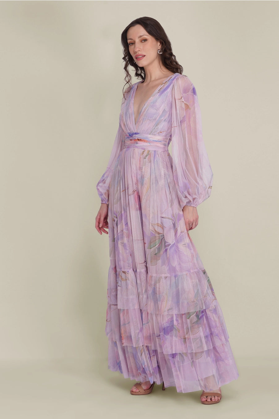 Lace & Beads Madison Wisteria Lilac Floral Print Maxi Dress – Love My Apparel