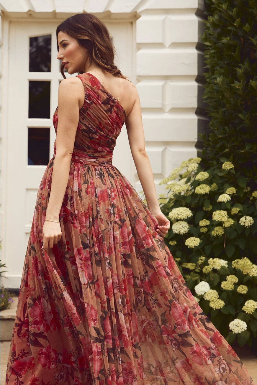 Lace & Beads One Shoulder Red Rose Maxi Dress Love My Apparel Lace & Beads One Shoulder Red Rose Maxi Dress Love My Apparel