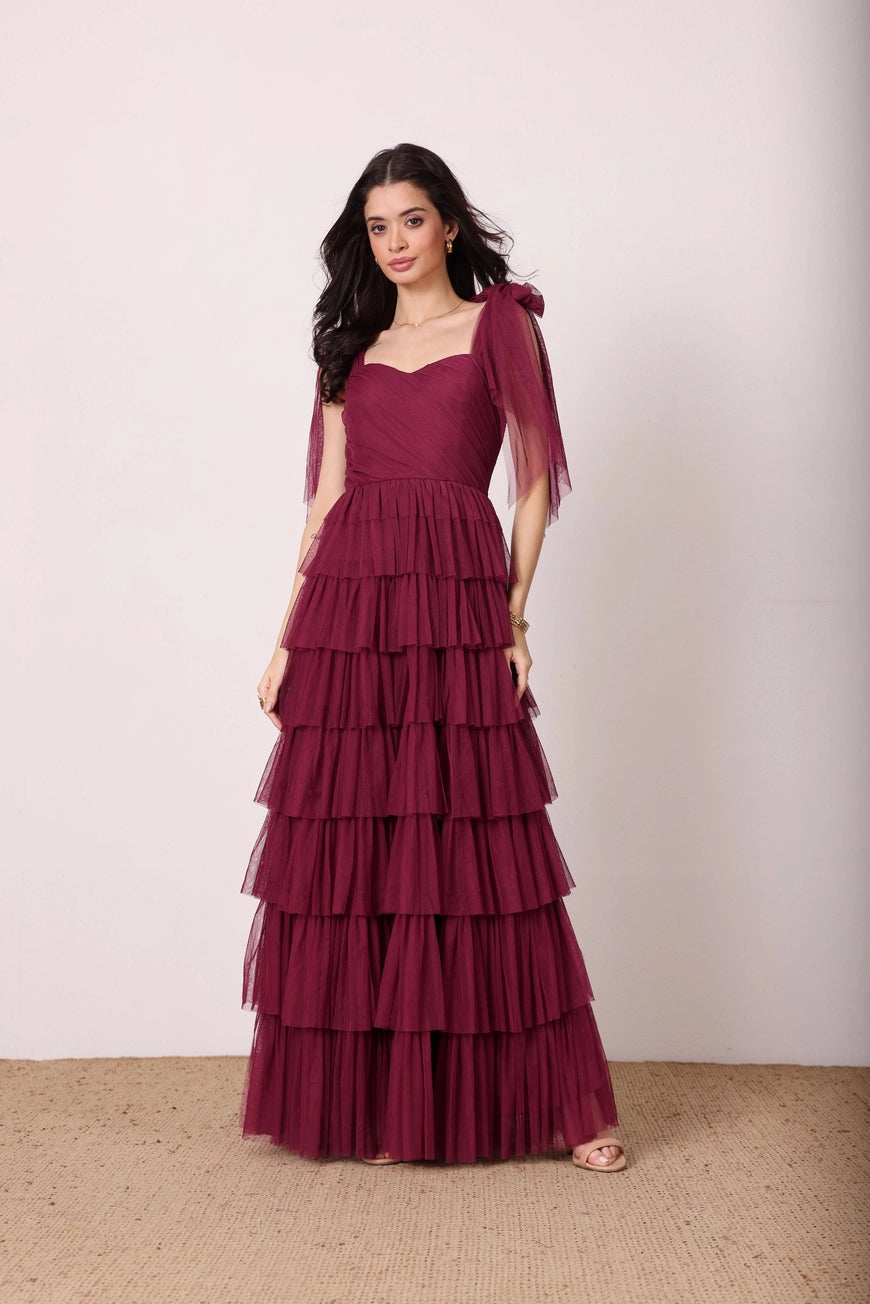 Lace & Beads Ophelia Fig Tulle Maxi Dress – Love My Apparel