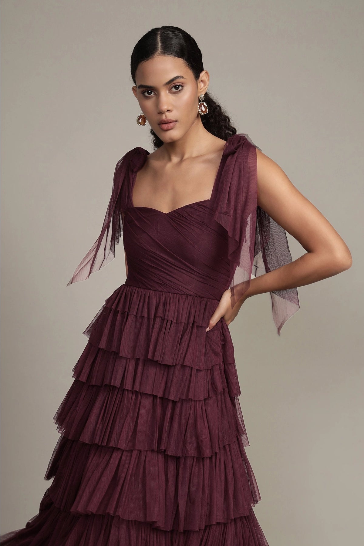 Lace & Beads Ophelia Plum Tulle Maxi Dress Love My Apparel Lace & Beads Ophelia Plum Tulle Maxi Dress Love My Apparel