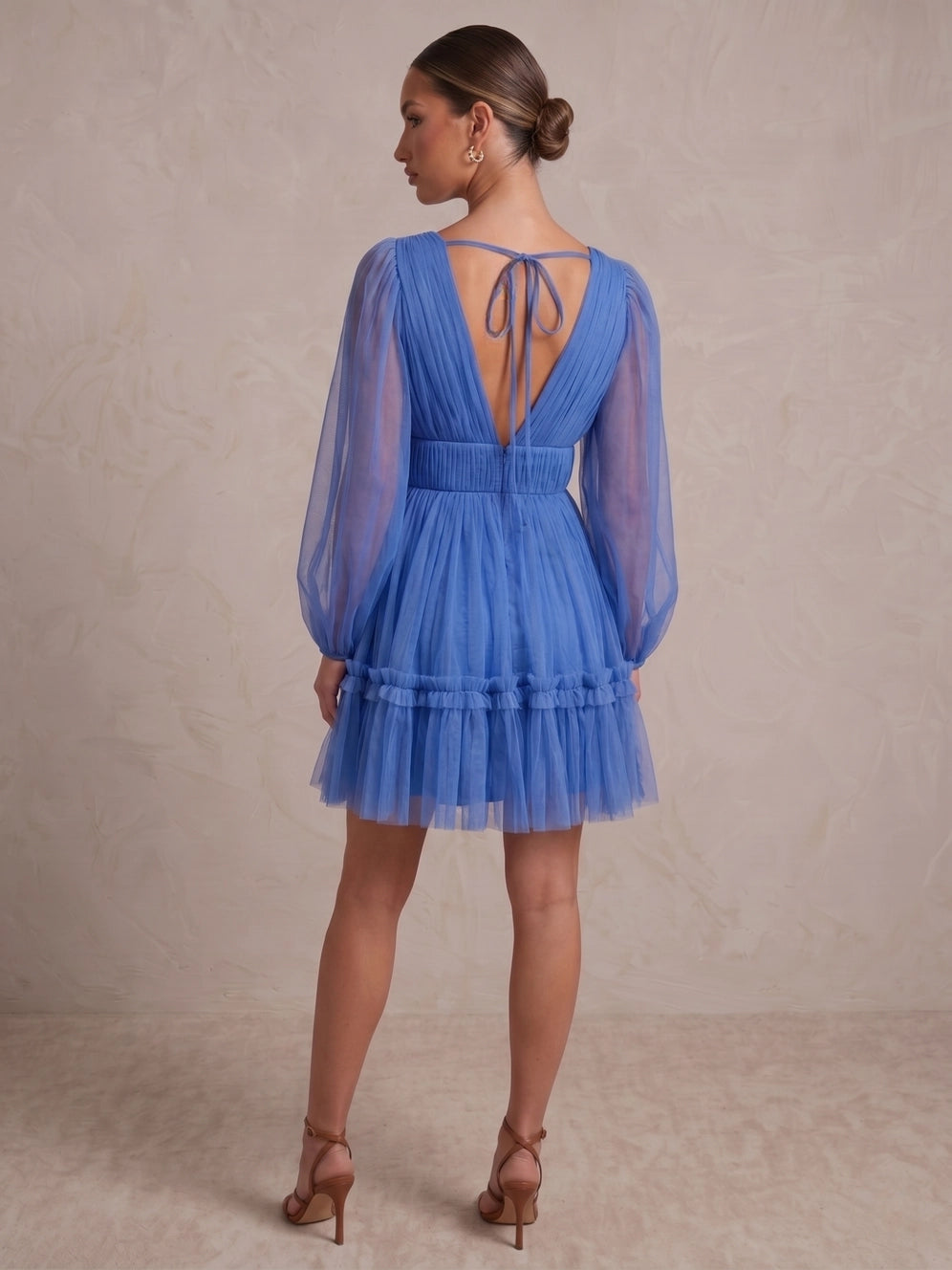 Lace & Beads Rachel Tulle Marina Blue Mini Dress
