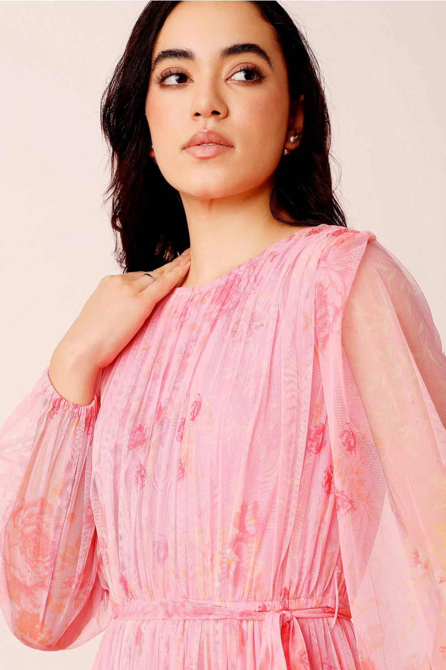 Lace & Beads Rebecca Pink Floral Maxi Dress