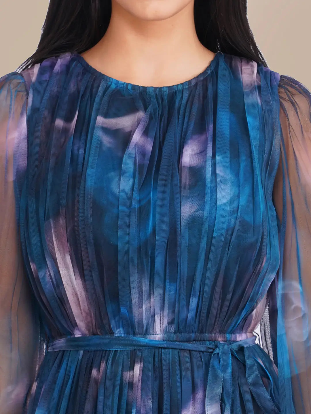 Lace & Beads Rebecca Navy Blue Floral Tulle Floral Maxi Dress