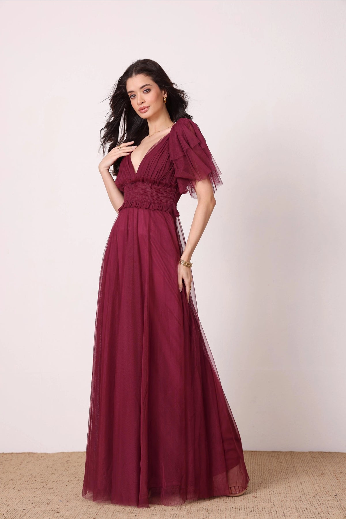 Lace & Beads Shelby Fig Maxi Dress
