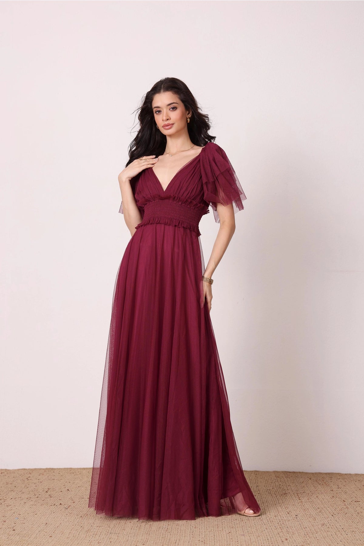 Lace & Beads Shelby Fig Maxi Dress
