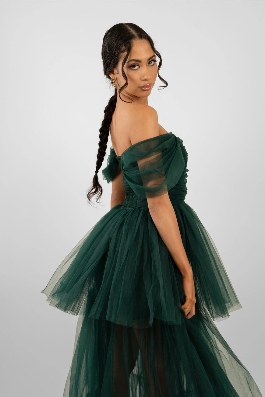 Lace & Beads Sydney Forest Green Tulle Dress
