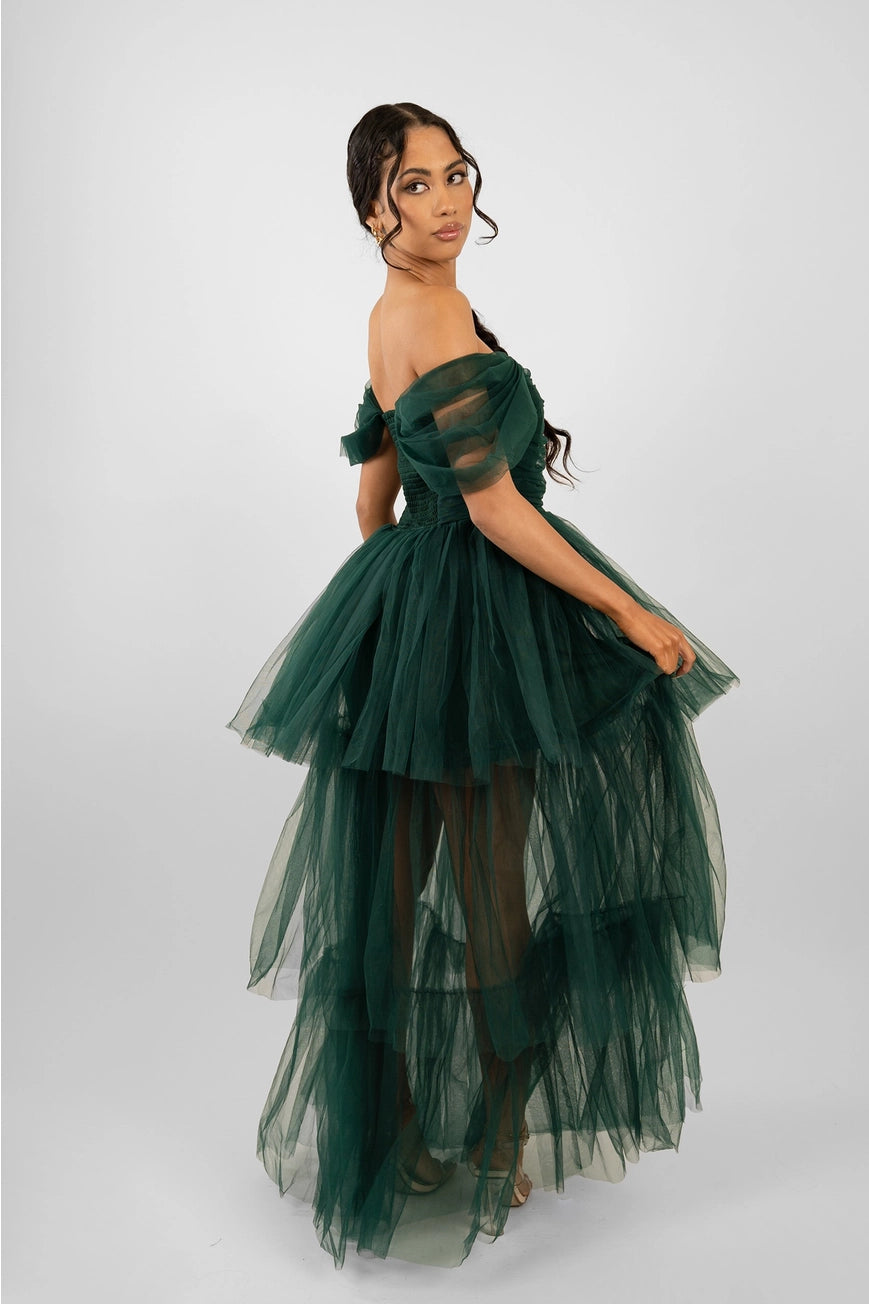Lace & Beads Sydney Forest Green Tulle Dress