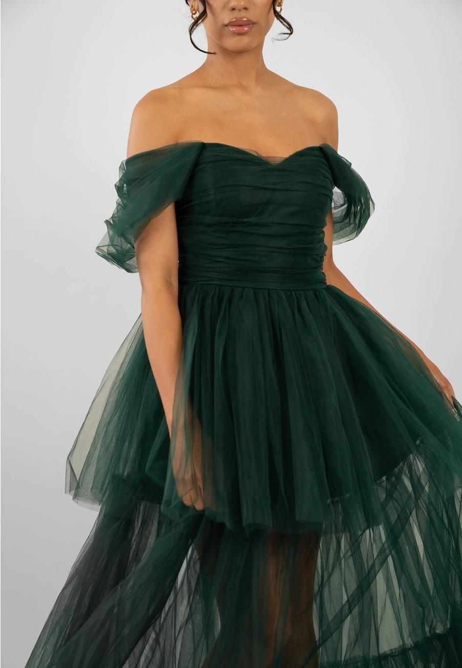 Lace & Beads Sydney Forest Green Tulle Dress