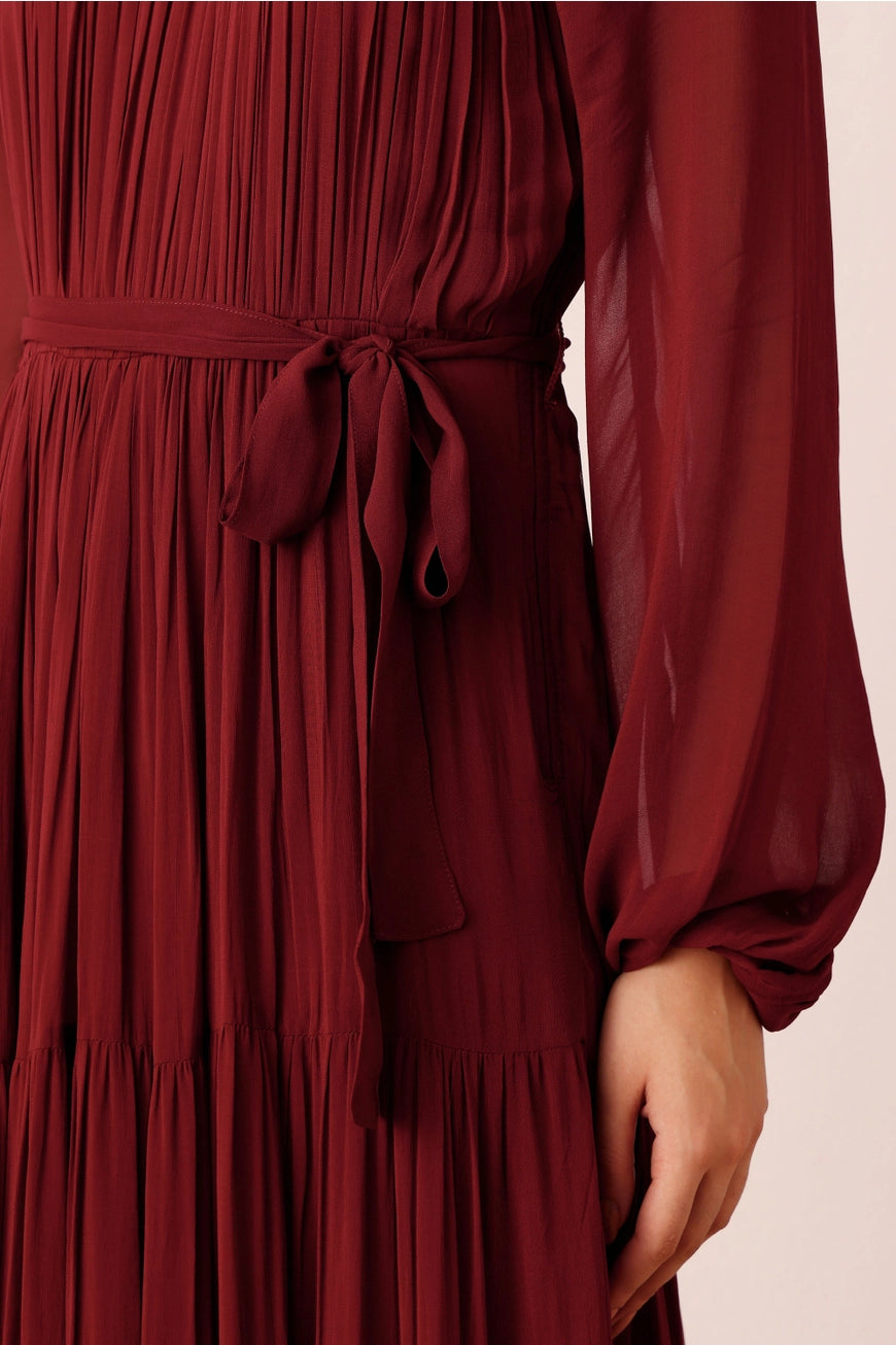 Lace & Beads Violetta Burgundy Maxi Dress