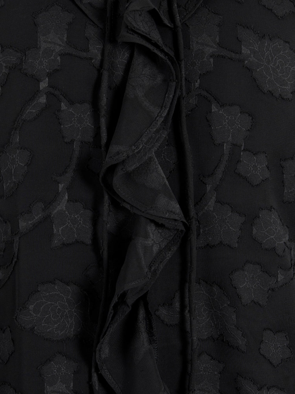 Lovedrobe Black Floral Burnout Raglan Sleeve  Ruffle Blouse