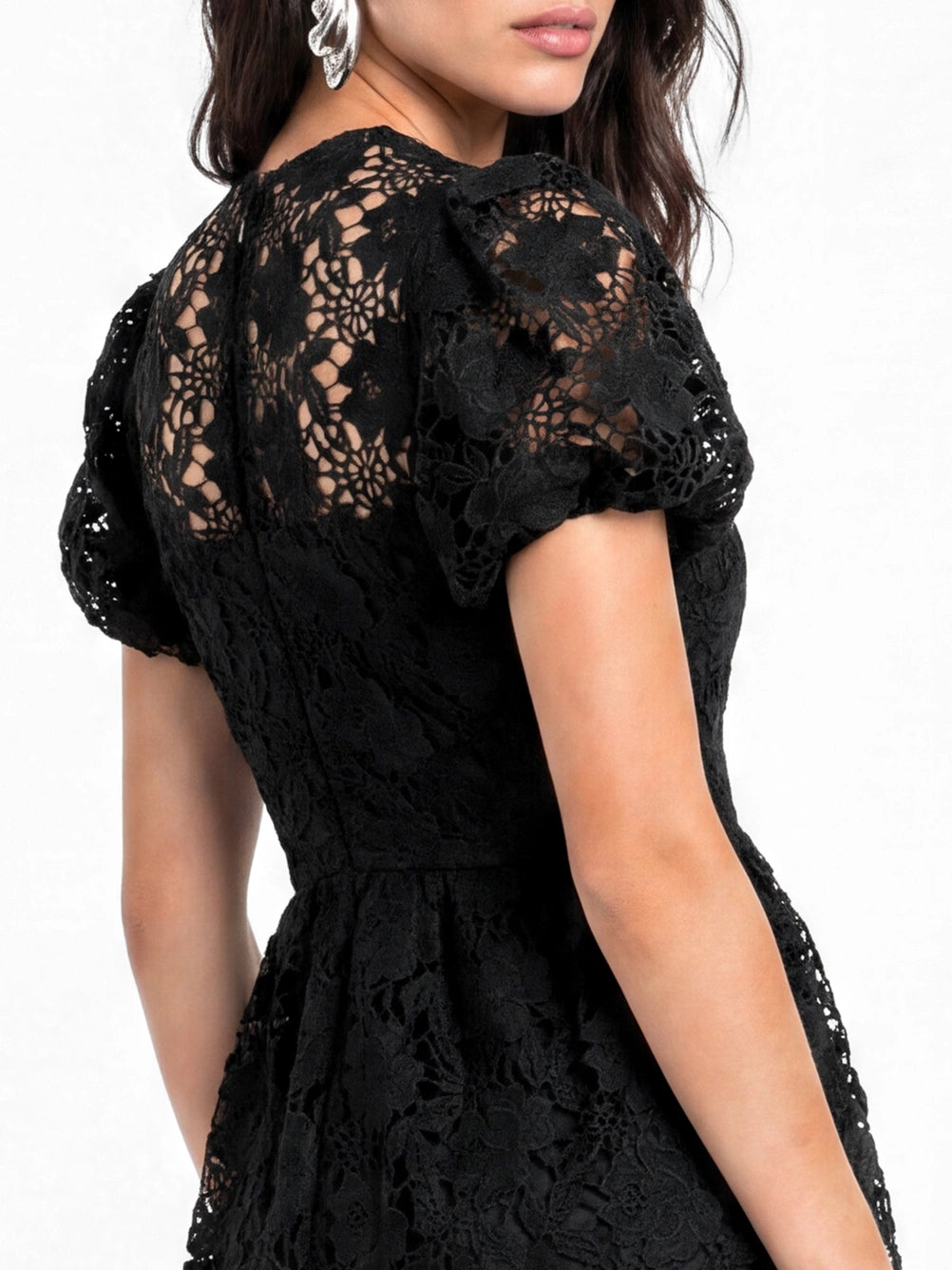 Lovedrobe Black Floral Lace Midaxi Dress
