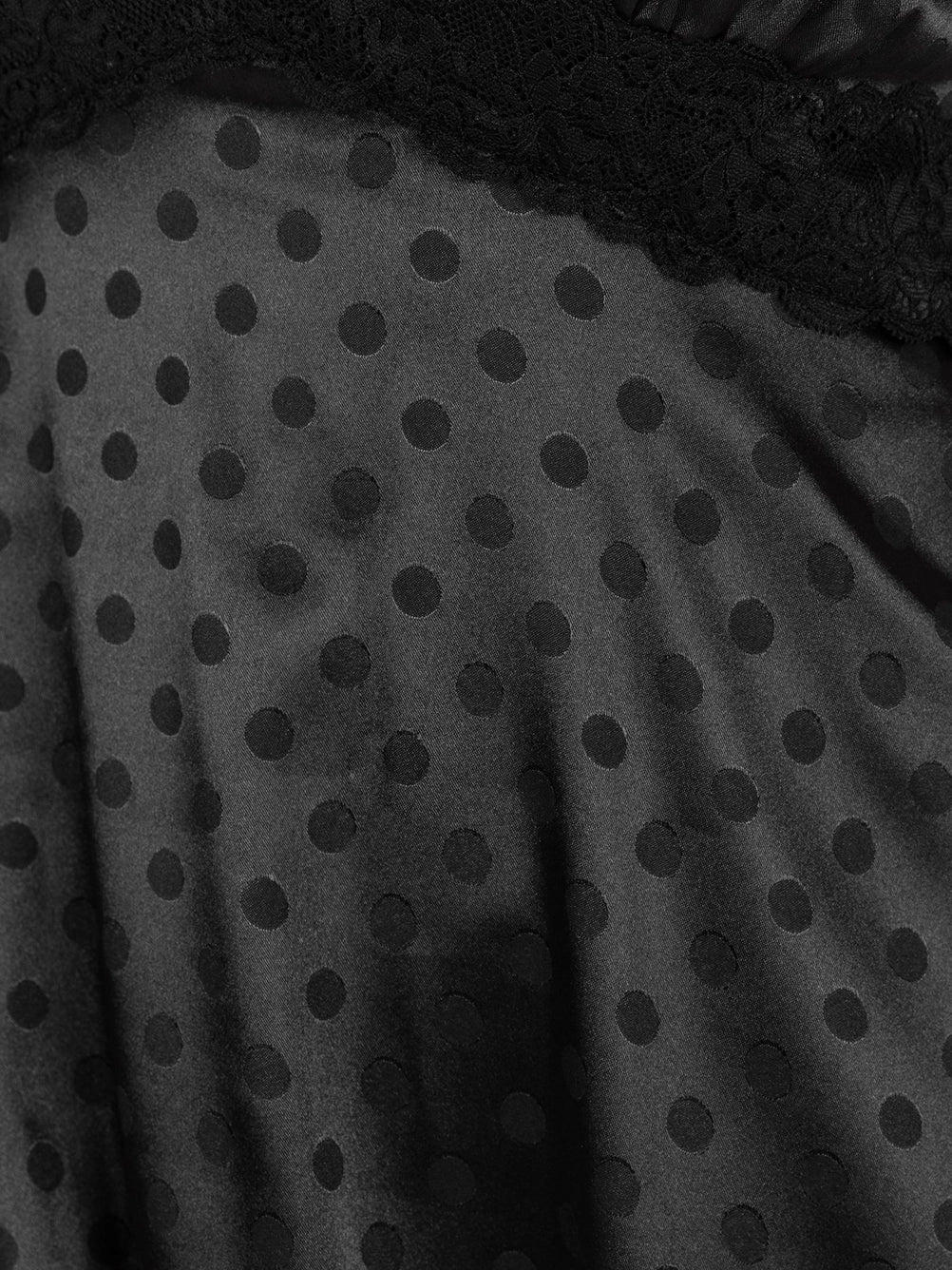 Lovedrobe Black Lace Neckline Polka Dot Satin Midaxi Dress