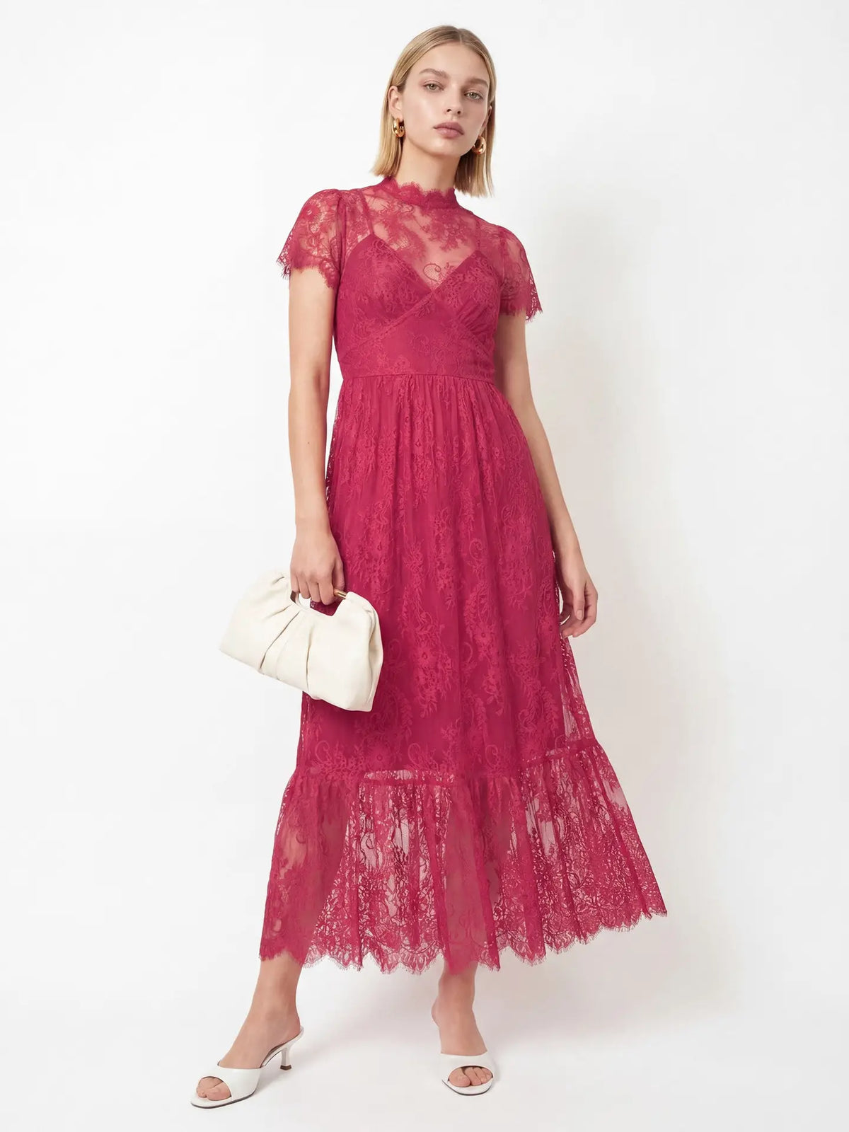 Lovedrobe Lace Pink Midaxi Dress