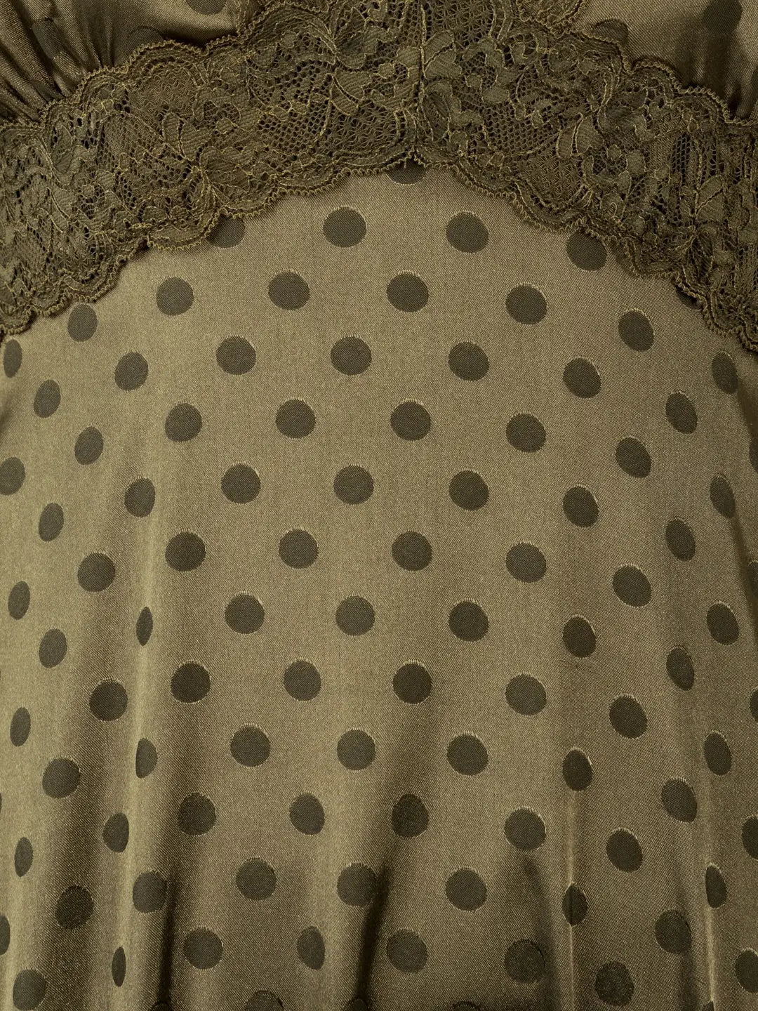 Lovedrobe Olive Green Polka Dot Satin Midaxi Dress