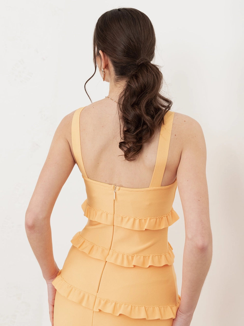 Maya Amber Yellow Strappy Bandage Midi Dress