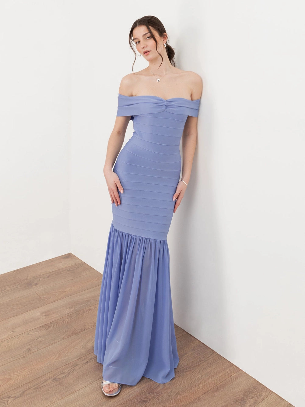 Maya Wisteria Blue Bardot Maxi Dress