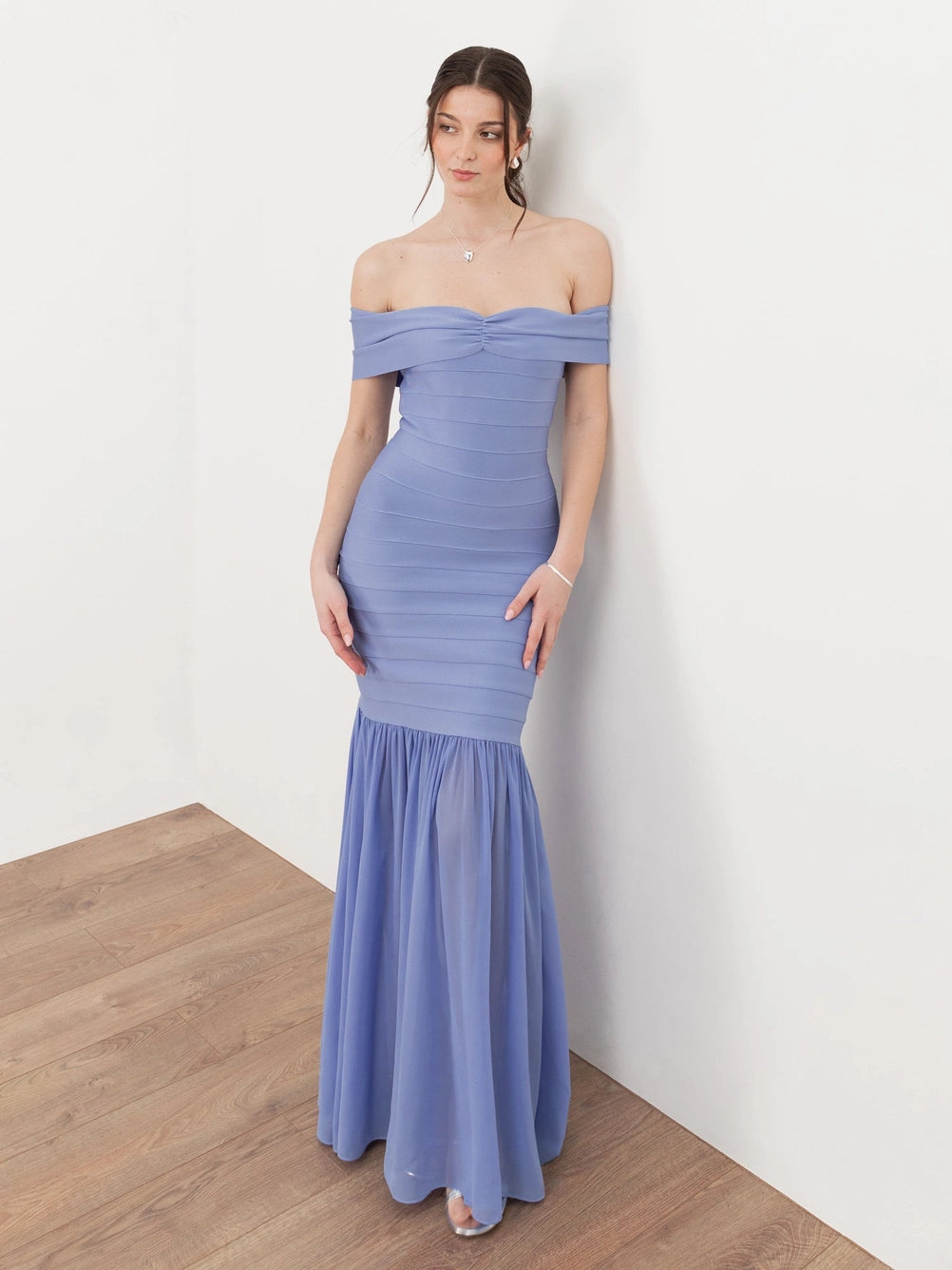 Maya Wisteria Blue Bardot Maxi Dress Love My Apparel Maya Wisteria Blue Bardot Maxi Dress Love My Apparel