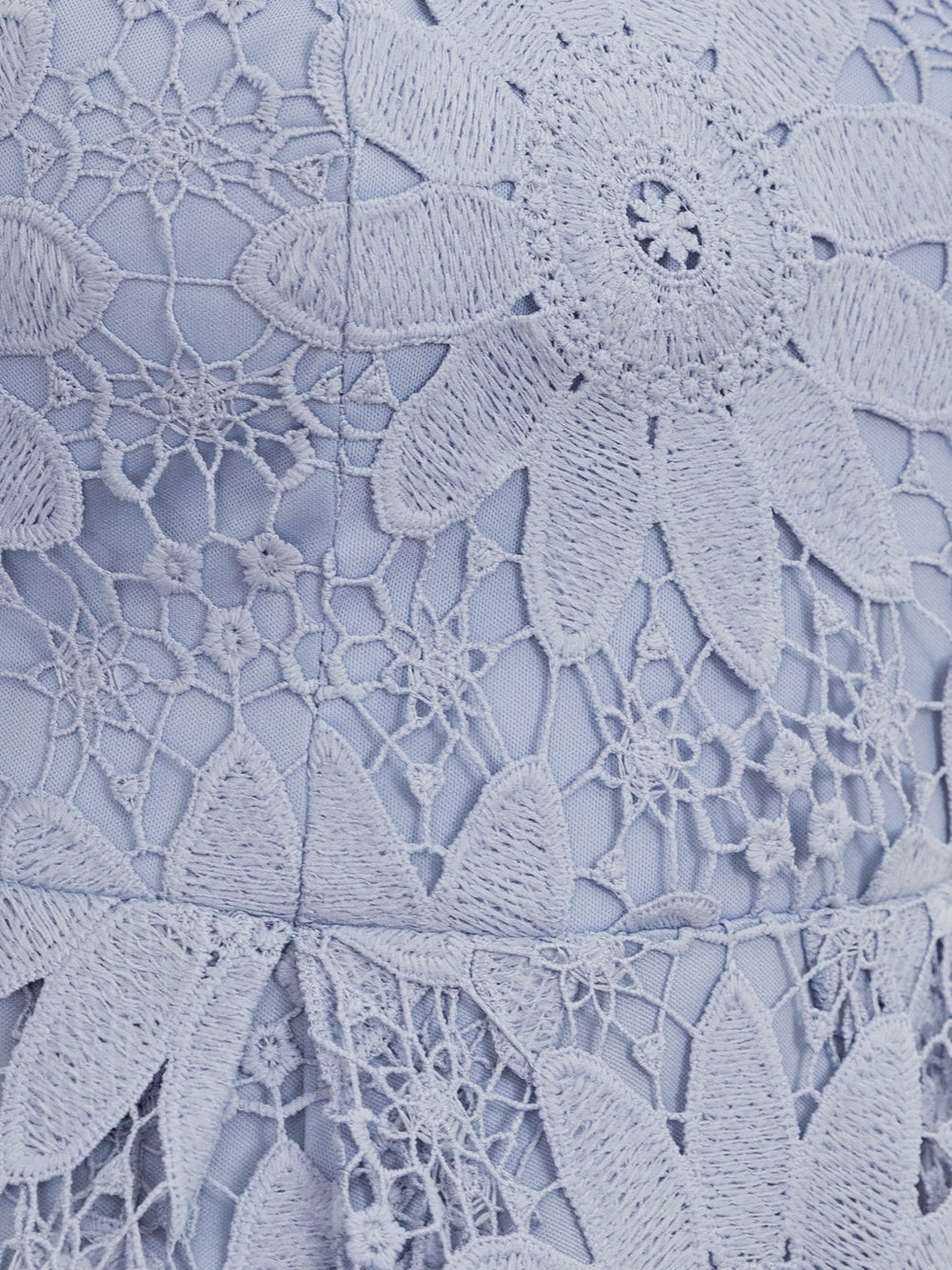 Maya Wisteria Blue Bardot Puff Lace Midi Dress