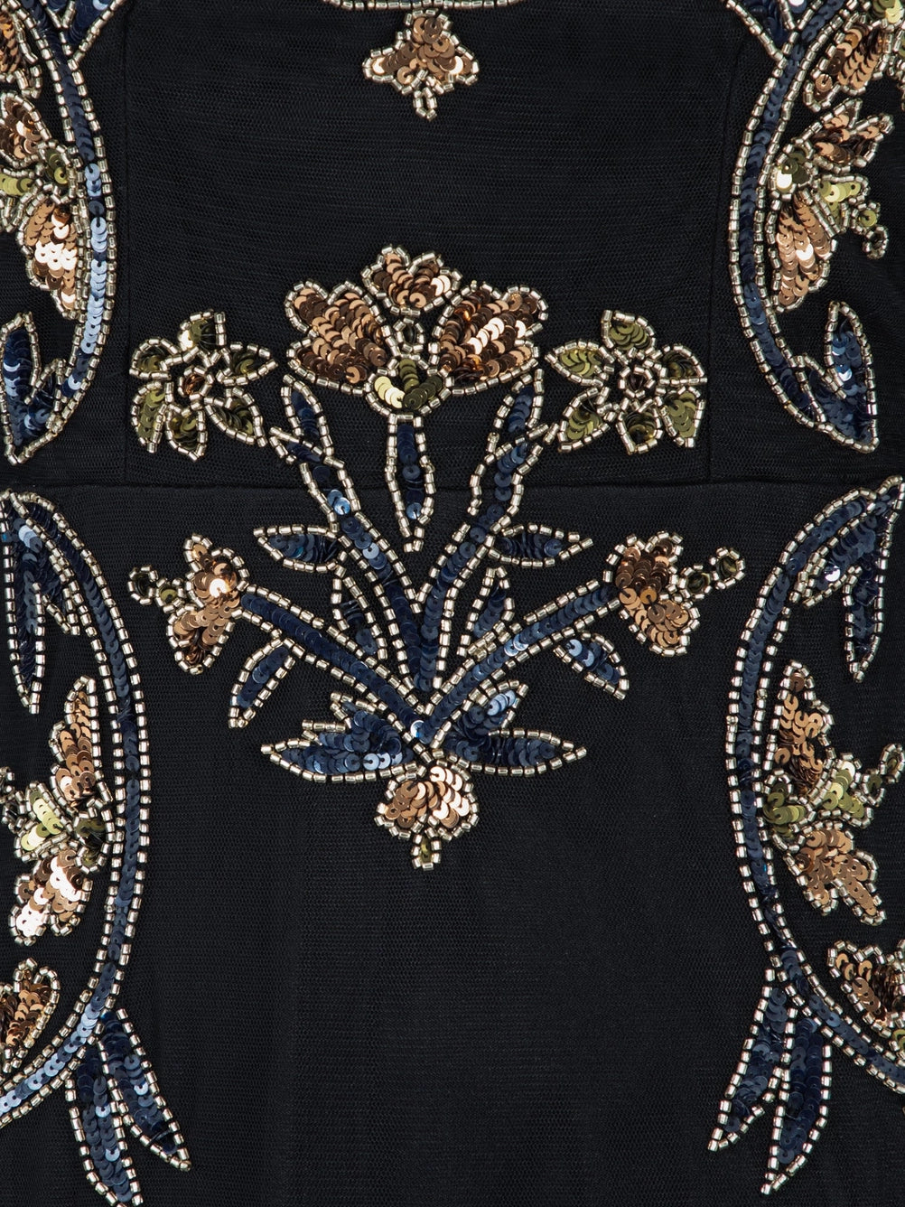 Maya Black Embellished Long Sleeve High Neck Midaxi Dress
