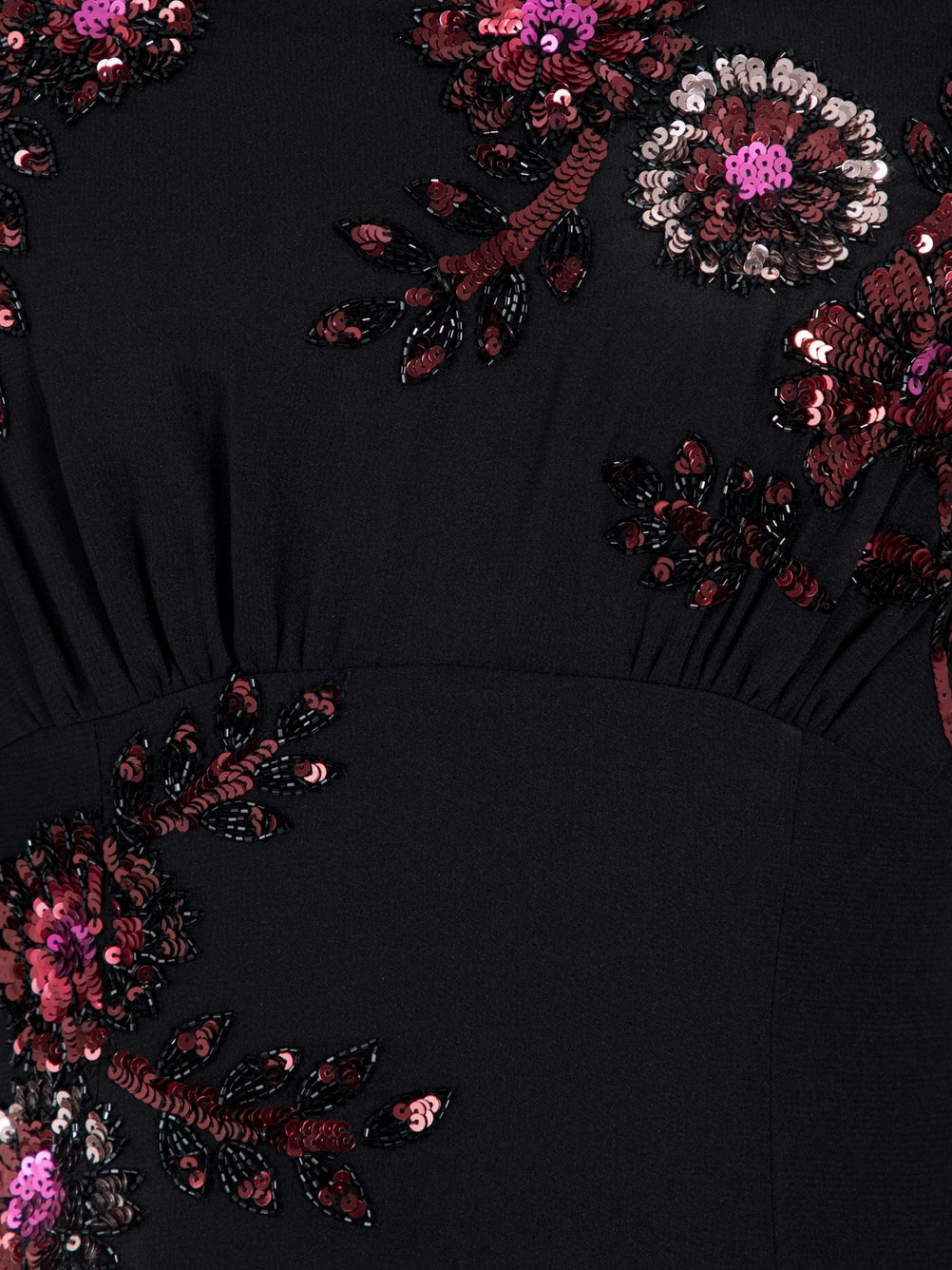 Maya Black Floral Embellished Long Sleeve Maxi Dress