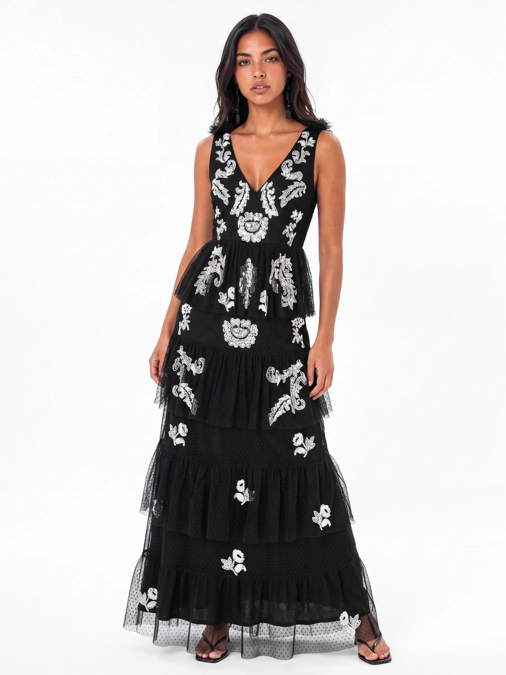 maya-black-white-embellished-tulle-maxi-dress