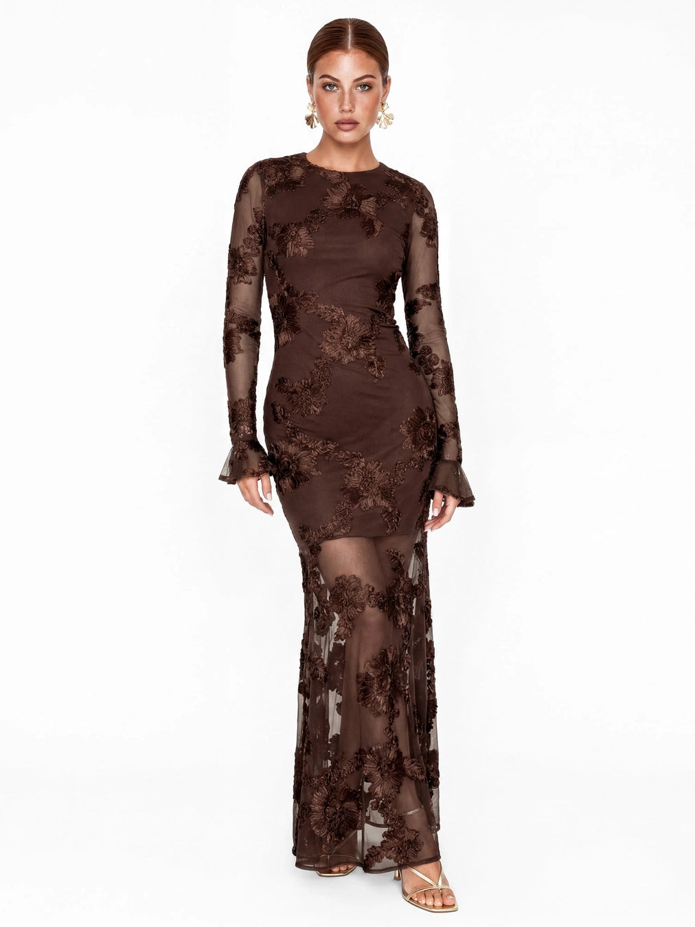 maya-chocolate-brown-sheer-overlay-floral-long-sleeve-maxi-dress