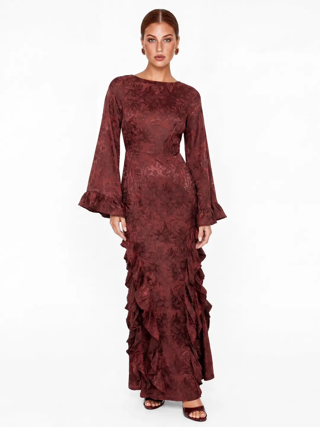 maya-dark-red-jacquard-floral-maxi-dress