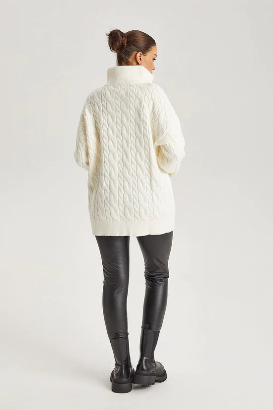 urban bliss cable knit zip cream jumper