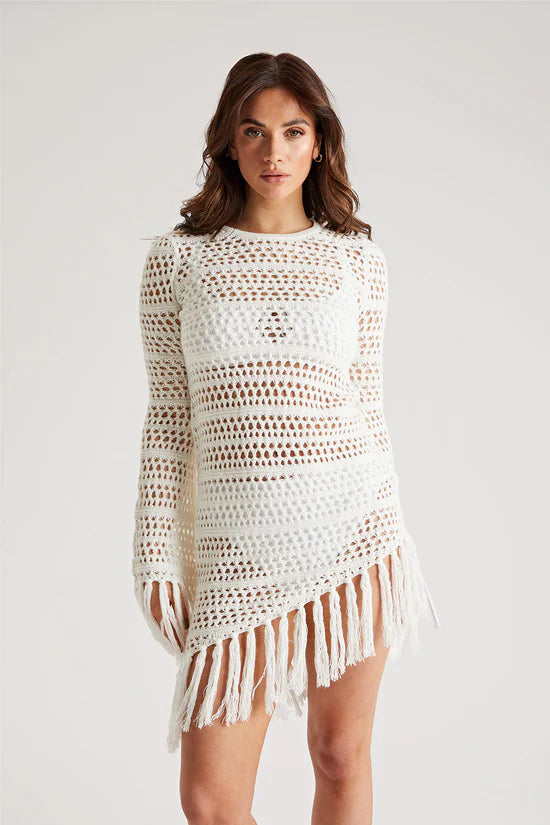 Urban bliss crochet cream mini dress