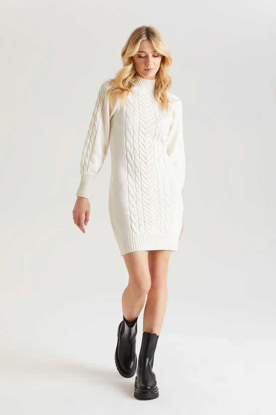 urban bliss cream cable knit mini dress
