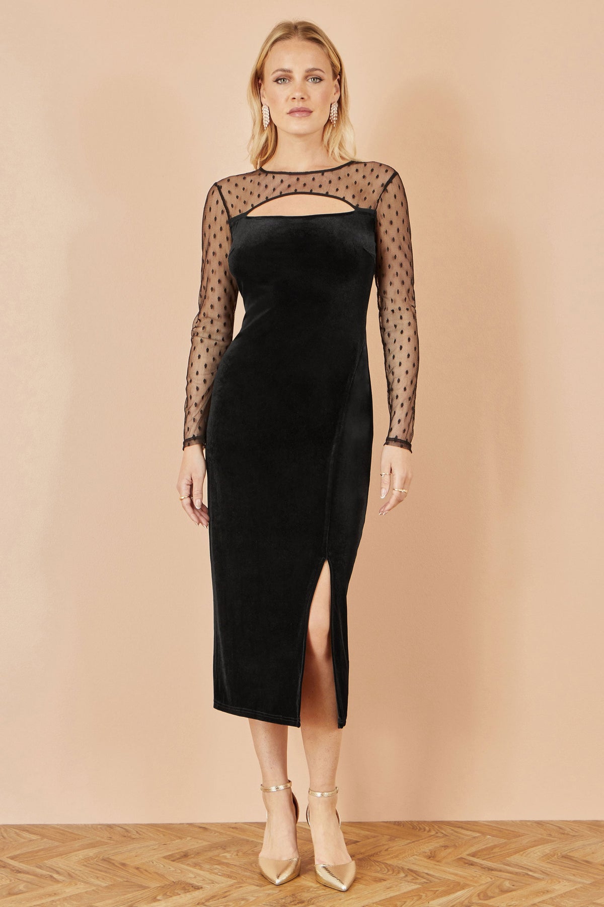 yumi-black-velvet-mesh-long-sleeved-midi-dress