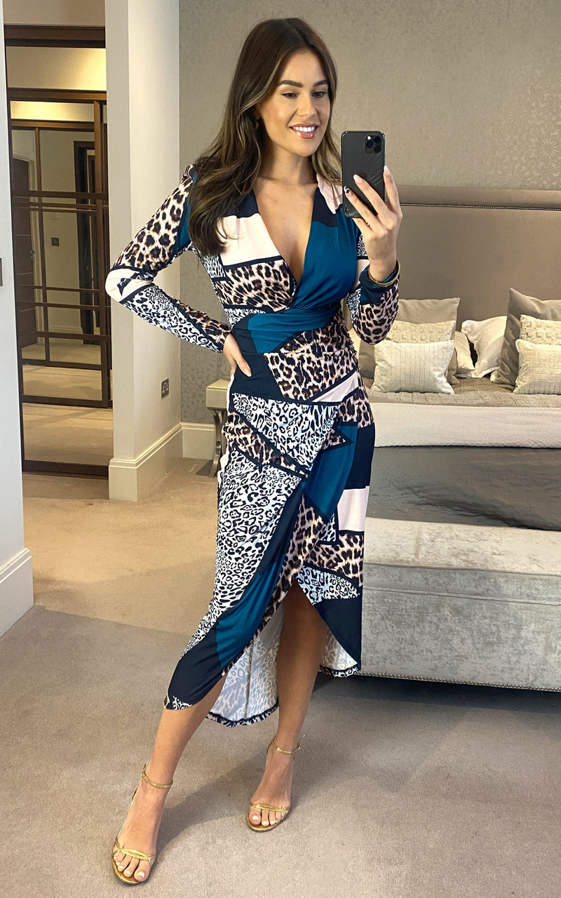 jenerique-forever-wrap-dress-animal-print-petrol-blue
